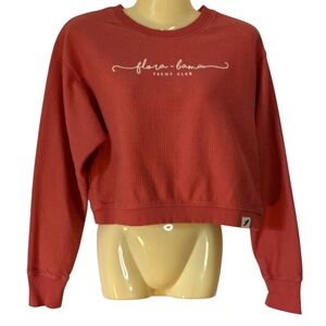 FloraBama Yacht Club Cropped Sweatshirt Unwind by League Beach Salmon Rust Small